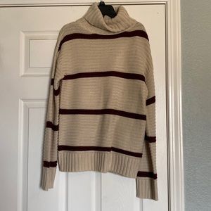 Hem and Thread Cream & Burgundy Striped Sweater
Size S